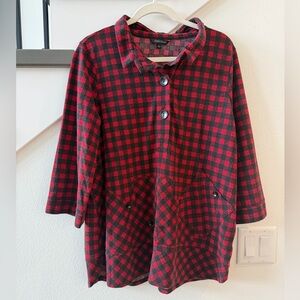 John Mark Red and Gray Plaid Top